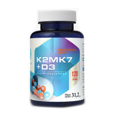 Акция на Дієтична добавка вітаміни в капсулах Hepatica Vitamin K2MK7 + D3 Вітамін K2MK7 + D3, 120 шт от Eva