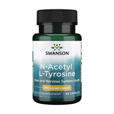 Акція на Дієтична добавка в капсулах Swanson N-Acetyl L-Tyrosine N-Ацетил-L-Тирозин 350 мг, 60 шт від Eva