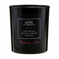 Акція на Натуральна соєва свічка Apis Natural Cosmetics Raspberry Glow Natural Soy Candle, 220 г від Eva