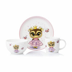 Акція на Набір дитячого посуду Ardesto Princess Owl, 3 предмета (AR3453OS) від Eva