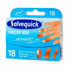 Акція на Набір пластирів Salvequick Plasters Finger Mix, 3 різних розміри, 18 шт від Eva