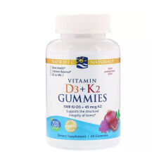 Акція на Вітаміни Д3 та K2 Nordic Naturals Vitamin D3 + K2 Gummies, 60 жувальних цукерок від Eva
