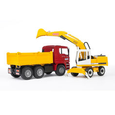 Акция на Набор игрушечная грузовик МAN и экскаватор Liebherr (2751) от Будинок іграшок