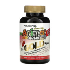 Акція на Дієтична добавка мультивітаміни для дітей в жувальних таблетках NaturesPlus Animal Parade Gold зі смаком вишні, 120 шт від Eva