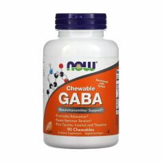 Акція на Дієтична добавка NOW Foods GABA (Гамма-Аміномасляна Кислота) 250 мг, цитрусовий смак, 90 шт від Eva