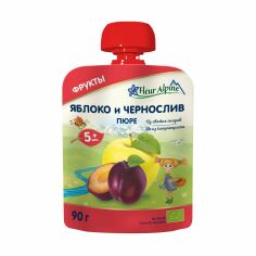 Акция на Дитяче фруктове пюре Fleur Alpine Organic Яблуко та чорнослив, від 5 місяців, 90 г от Eva