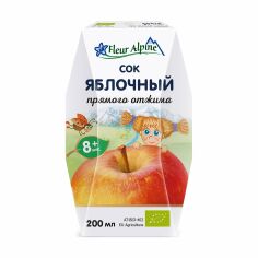Акція на Дитячий яблучний сік Fleur Alpine Organic від 8 місяців, 200 мл від Eva