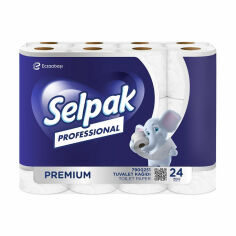 Акция на Туалетний папір Selpak Professional Premium білий, 3-шаровий, 24 рулонів от Eva