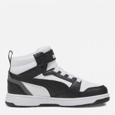 Акція на Дитячі демісезонні черевики для хлопчика Puma Rebound V6 Mid 39383201 31 (12) Puma White-Puma Black-Shadow Gray від Rozetka