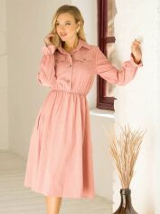 Акция на Плаття-сорочка міді осіннє жіноче ISSA PLUS SA-349 XL Рожеве от Rozetka