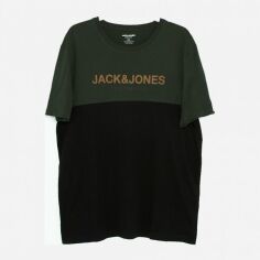 Акція на Футболка Jack & Jones XAZ267136VFQK XXL Чорна з хакі від Rozetka