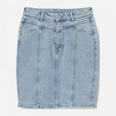 Акция на Спідниця джинсова міні літня пряма жіноча H&M 0831177 32 Блакитна от Rozetka