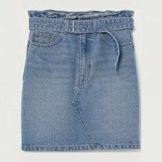 Акция на Спідниця джинсова міні літня пряма жіноча H&M Divided 0872002 36 Блакитна от Rozetka