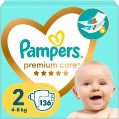 Акция на Подгузники Pampers Premium Care Размер 2 4-8кг 136шт от MOYO