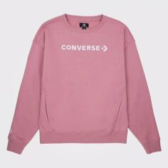 Акція на Світшот жіночий Converse Wordmark Boyfriend Crew Night Flamingo 10025688-698 L Рожевий з принтом від Rozetka