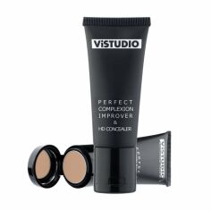 Акція на Тональна основа + консилер для обличчя ViSTUDIO Perfect Complexion Improver & HD Concealer Бежевий, 35 мл + 1.5 г від Eva