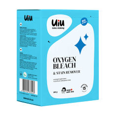 Акція на Засіб для виведення плям та кисневий відбілювач UIU Oxygen Bleach & Stain Remover, 15 циклів прання, 300 г від Eva