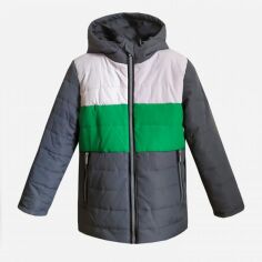 Акція на Підліткова демісезонна куртка для хлопчика Одягайко 22868 146 см Сіра з зеленим принтом від Rozetka