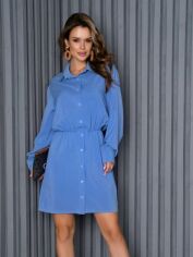 Акция на Плаття-сорочка коротке літнє жіноче ISSA PLUS 14150 XL Блакитне от Rozetka