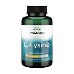Акция на Дієтична добавка амінокислота в капсулах Swanson L-Lysine L-лізин, 500 мг, 100 шт от Eva