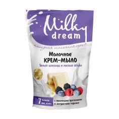 Акция на Рідке крем-мило Milky Dream Білий шоколад і лісові ягоди, з молочним протеїном та екстрактом чорниці, 500 мл (дойпак) от Eva