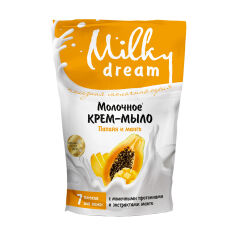 Акція на Рідке крем-мило Milky Dream Папайя і манго, з молочним протеїном та екстрактом манго, 500 мл (дойпак) від Eva
