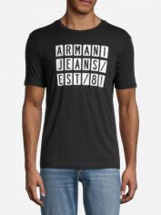 Акція на Футболка бавовняна довга чоловіча Armani Jeans 899530290 XL Чорна від Rozetka