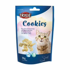 Акція на Ласощі для кішок Trixie Cookies Печиво з лососем та котячою м'ятою, 50 г від Eva