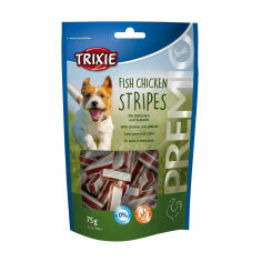 Акція на Ласощі для собак Trixie Premio Fish Chicken Stripes з куркою та рибою, 75 г від Eva