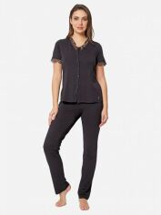 Акция на Піжама (сорочка + штани) жіноча великих розмірів DoReMi 002-000519 L/XL Чорна от Rozetka