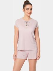 Акция на Піжама (футболка + шорти) жіноча великих розмірів DoReMi 002-000502 L/XL Брудно-рожева от Rozetka