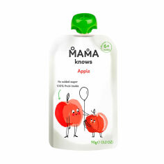 Акція на Дитяче фруктове пюре Mama knows Яблуко, без цукру, з 6 місяців, 90 г від Eva