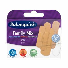 Акция на Набір пластирів Salvequick Plasters Family Mix, 3 різних розміри, 26 шт от Eva