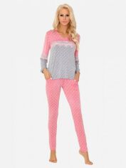 Акція на Піжама (лонгслів + штани) LivCo Corsetti Fashion Mayte LC 90457 L/XL Сіра/Рожева від Rozetka
