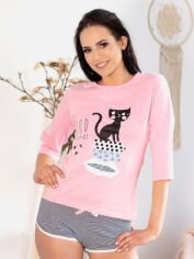Акція на Піжама (футболка + шорти) LivCo Corsetti Fashion Aprodit Cat 0104 S/M Рожева від Rozetka