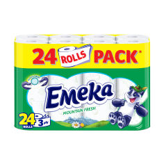 Акція на Туалетний папір Emeka Mountain Fresh, білий, 3-шаровий, 24 рулони від Eva