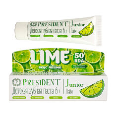 Акція на Дитяча зубна паста PresiDENT Junior Lime, від 6 років, 50 мл від Eva