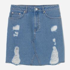 Акция на Спідниця джинсова міні літня жіноча H&M Q401-6918551 44 Блакитна от Rozetka