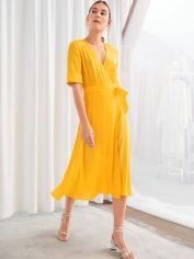 Акция на Сукня на запах міді літня жіноча H&M FL0493460 36 Жовта от Rozetka