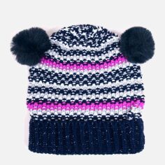 Акция на Дитяча зимова шапка-біні в'язана з вушками для дівчинки YO! CZ-282 50-52 см Темно-синя от Rozetka