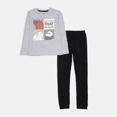 Акція на Дитяча піжама для хлопчика Disney BareBears WBB 52 04 664/665 134 см Сірий/Чорний від Rozetka