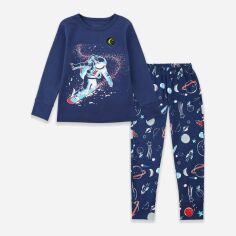 Акція на Піжама (світшот + штани) дитяча Фламінго 256-079 98 см Темно-синя від Rozetka
