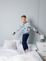 Акція на Піжама дитяча (світшот + штани) NEWGEN Монстрики 23Пж11-025/026с-Б 122 см Білий принт/синій від Rozetka