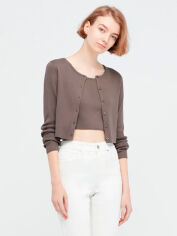Акція на Кардиган в'язаний жіночий Uniqlo 712038163 2XL Коричневий від Rozetka