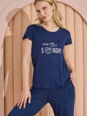 Акция на Піжама (футболка + штани) жіноча Angel's secret 189985 S Синя от Rozetka