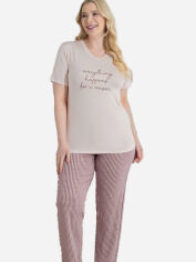 Акция на Піжама (футболка + штани) жіноча великих розмірів Angel's secret 189987 4XL Світло-рожева от Rozetka