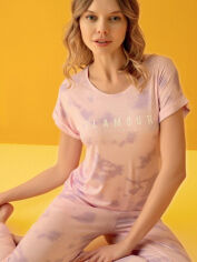 Акция на Піжама (футболка + штани) жіноча Angel's secret 189976 S Світло-рожева от Rozetka