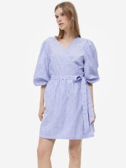 Акция на Сукня на запах міні жіноча H&M 061161640 S Блакитна з білим от Rozetka