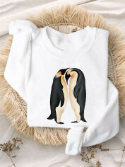 Акция на Світшот утеплений жіночий Love&Live Sensual penguins LLP03957 S Білий з принтом от Rozetka