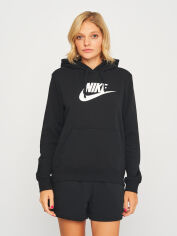 Акция на Худи теплое женское Nike Club Fleece Hdy DQ5775-010 XL Black/White от Rozetka